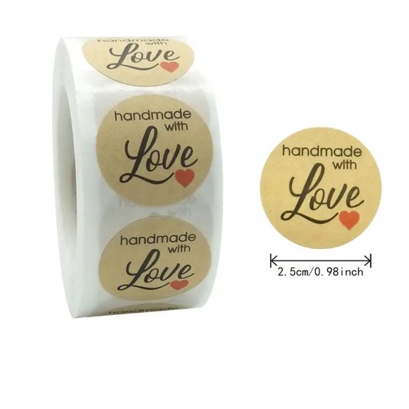 500 Handmade with Love Stickers - Picture 3 of 3